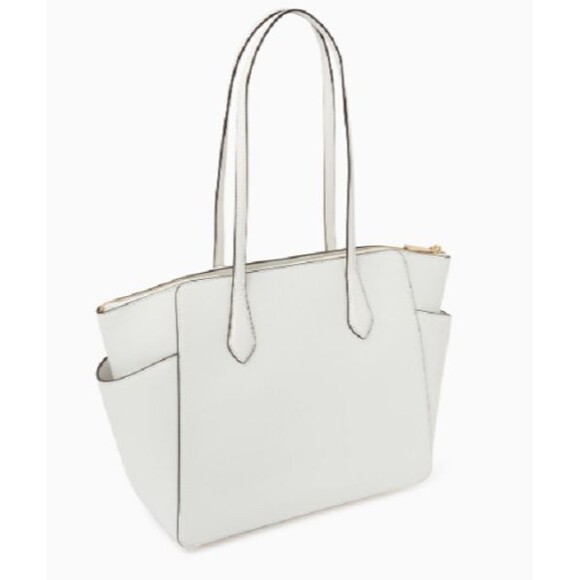 MICHAEL KORS Marilyn Medium Saffiano Leather Tote HandBag Purse White Gold NWT - Picture 4 of 8